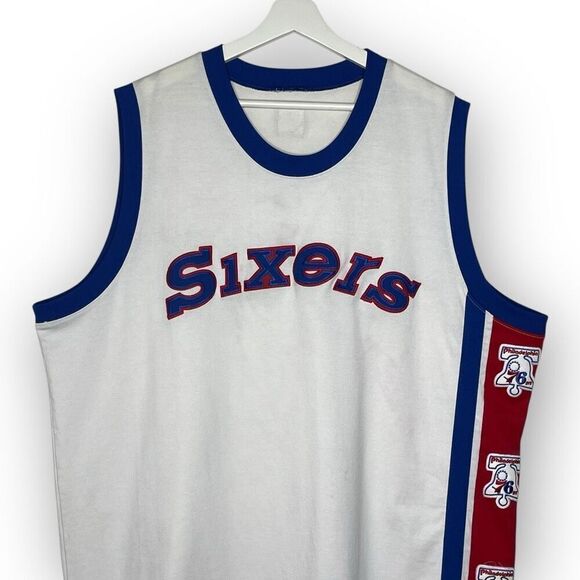 Philadelphia Sixers Basketball Jersey Hardwood Classics Majestic NBA Men’s 2X - Picture 3 of 11